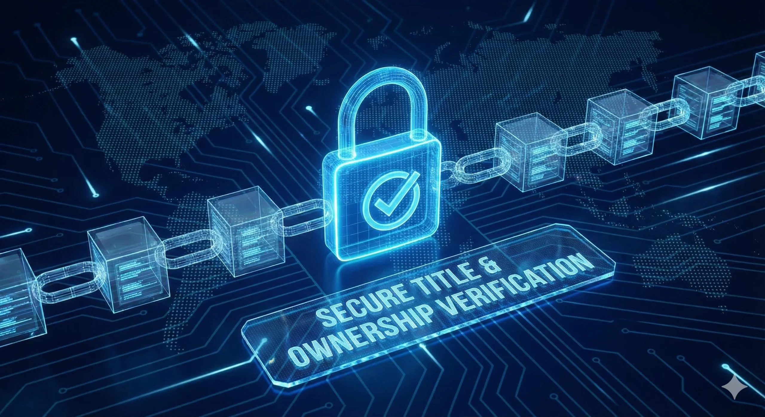 Digital illustration showing secure title and ownership verification process for land investment, highlighting legal safety and document validation