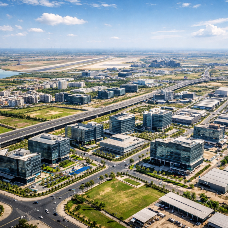 Commercial plots in Dholera with Angel Nova Group featuring planned infrastructure and smart city development